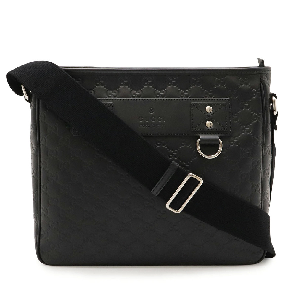 Gucci Guccissima Sherry Shoulder Bag Messenger Leather Black